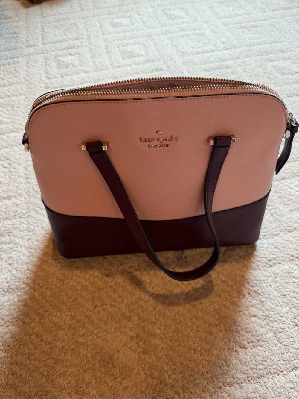 kate spade Pink and Burgundy Colorblock Dome Satchel-NO SHOULDER STRAP available - Picture 2 of 6